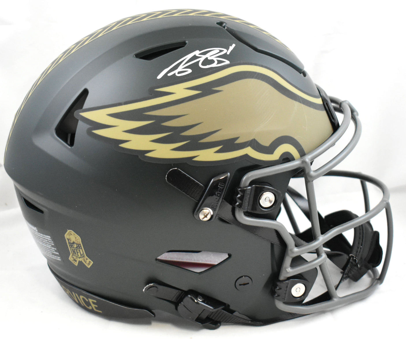 A.J. Brown Autographed Eagles F/S Salute 2025 Speed Flex Helmet - Beckett W Holo