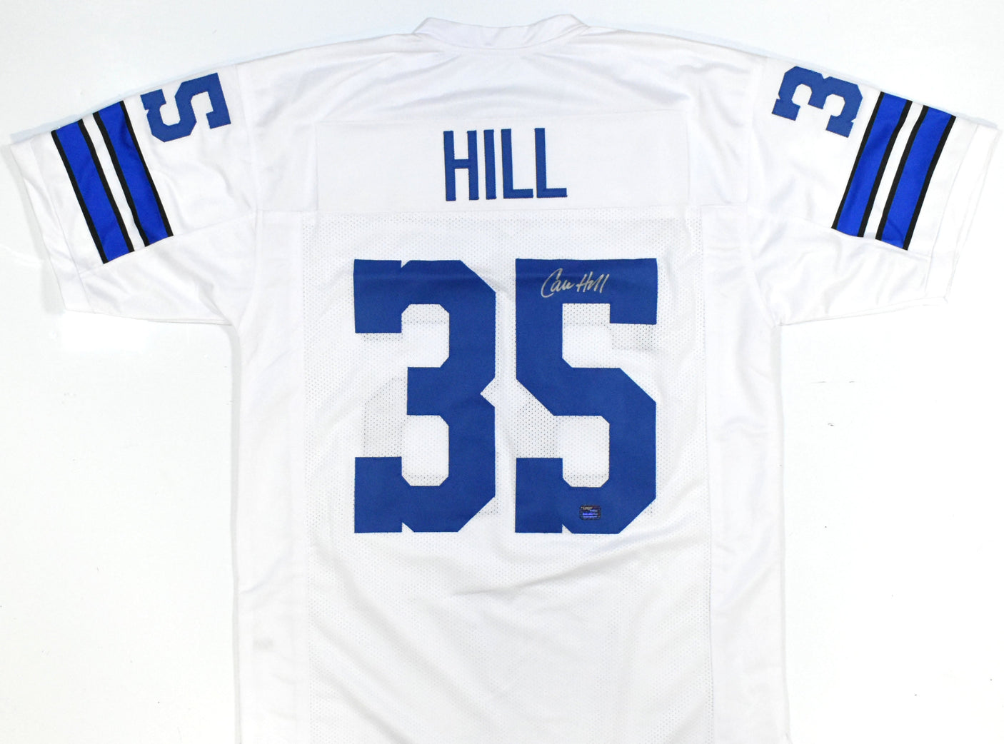 Calvin Hill Autographed White Pro Style Jersey - Prova *Silver