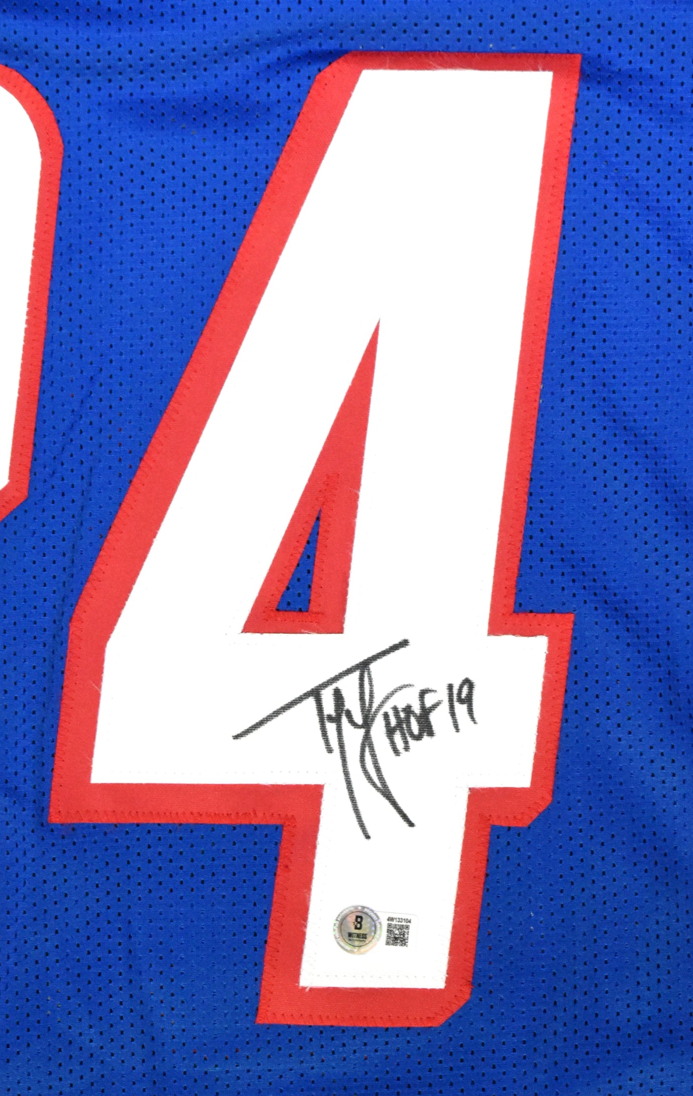 Ty Law Autographed Blue Pro Style Jersey w/ HOF - Beckett W Hologram *Black