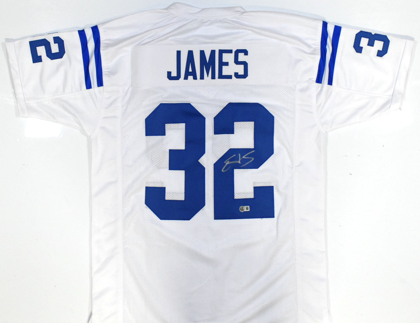 Edgerrin James Autographed White Pro Style Jersey - Beckett W Hologram *Silver