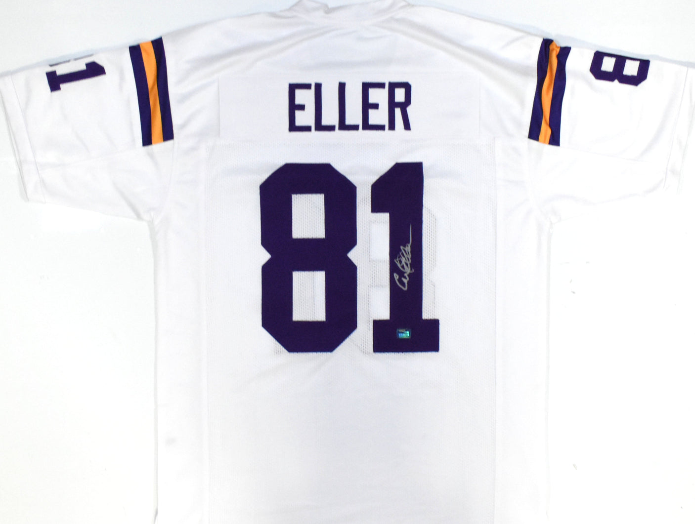 Carl Eller Autographed White Pro Style Jersey - Prova *Silver