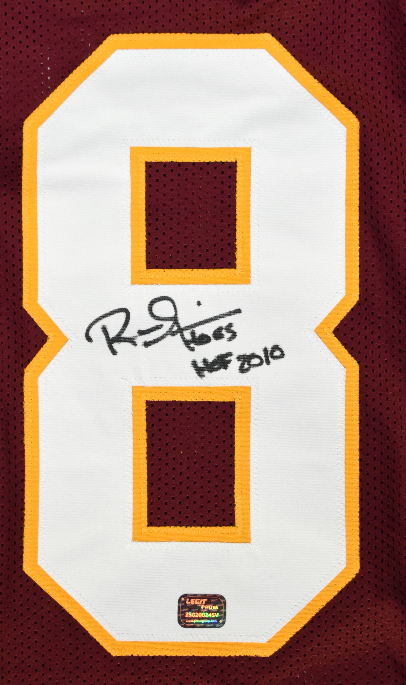 Russ Grimm Autographed Burgandy Pro Style Jersey w/HOF - Prova *Black