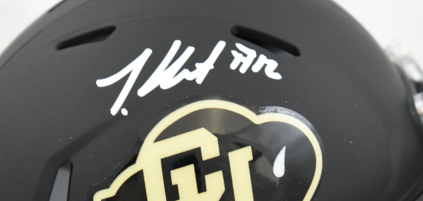 Travis Hunter Autographed Colorado Buffaloes Speed Mini Helmet - Beckett W Holo