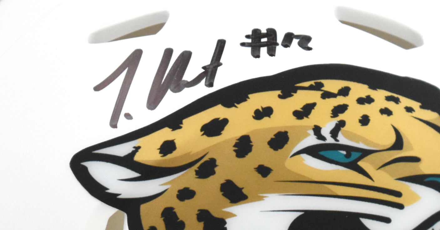 Travis Hunter Autographed Jaguars Alt 2024 Speed Mini Helmet - Beckett W Holo