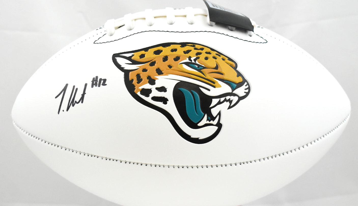 Travis Hunter Autographed Jacksonville Jaguars Logo Football - Beckett W Holo