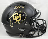 Travis Hunter Signed Colorado Buffaloes F/S Black Speed Helmet- Beckett W Holo