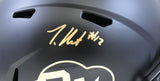 Travis Hunter Signed Colorado Buffaloes F/S Black Speed Helmet- Beckett W Holo