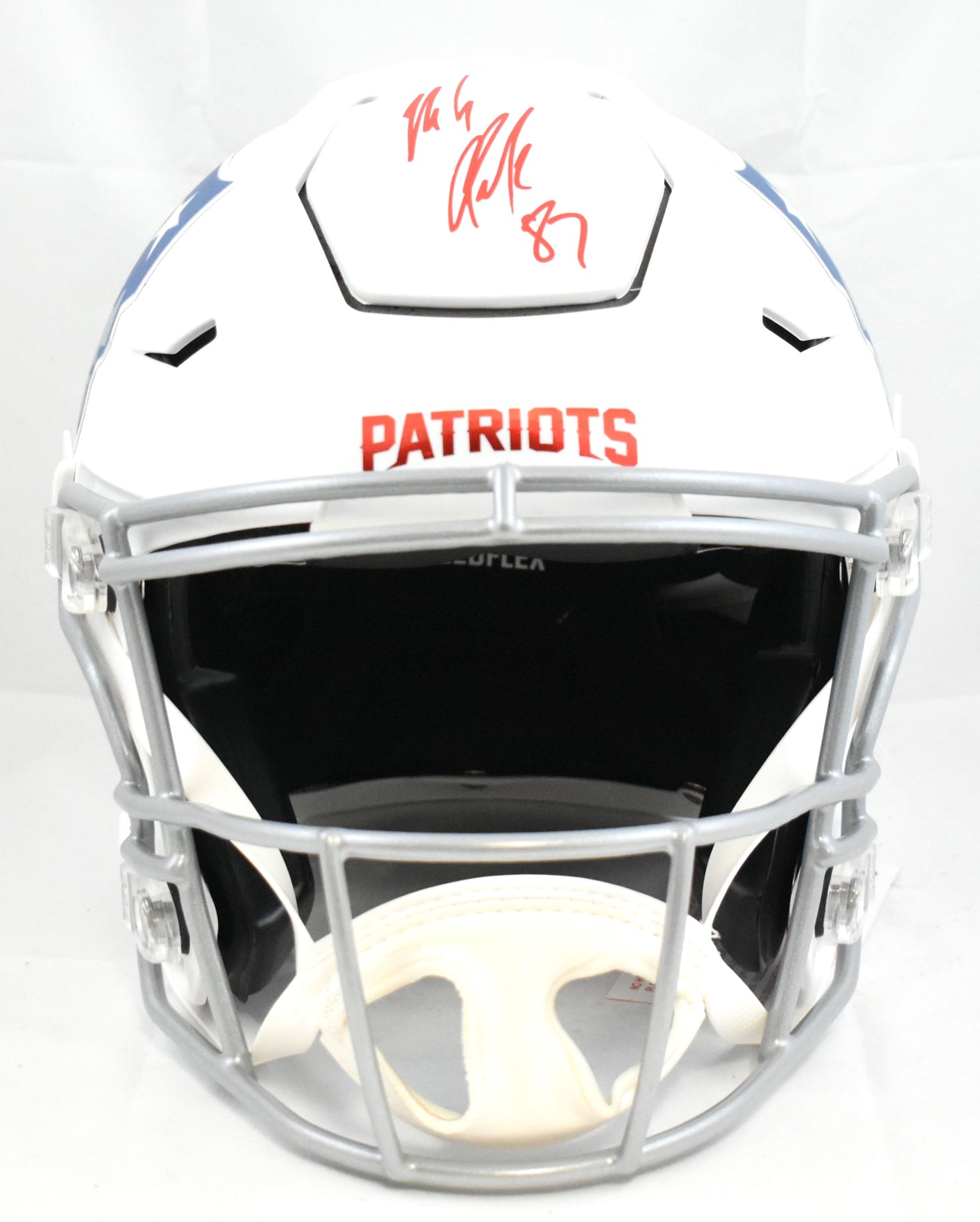 Rob Gronkowski Signed Patriots F/S Rivalries SpeedFlex Helmet- Beckett W Holo