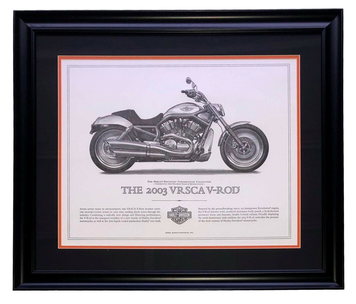 2003 Harley Davidson VRSCA V-Rod Framed 16x20 High Quality Print
