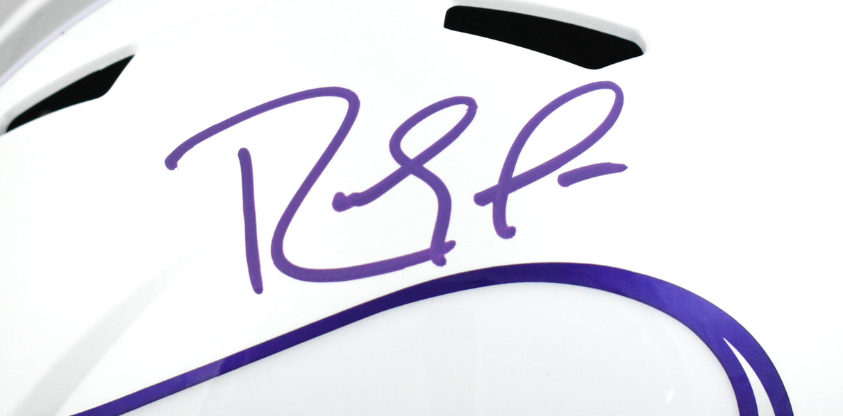 Randy Moss Autographed Vikings F/S Alt 2024 Speed Helmet -Beckett W Holo *Purple