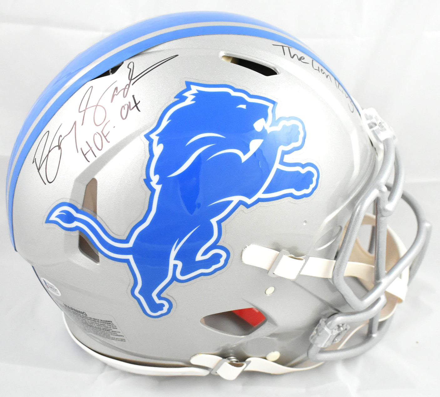 Barry Sanders Signed Detroit Lions F/S Speed Authentic Helmet 2 Ins - Beckett W