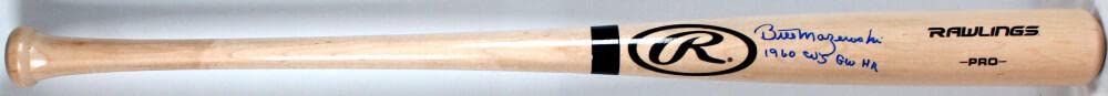 Bill Mazeroski Autographed Blonde Rawlings Pro Baseball Bat w/60 WS GW HR- JSA W