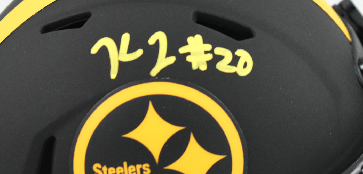 Kaleb Johnson Autographed Steelers Eclipse Speed Mini Helmet - Beckett W Holo