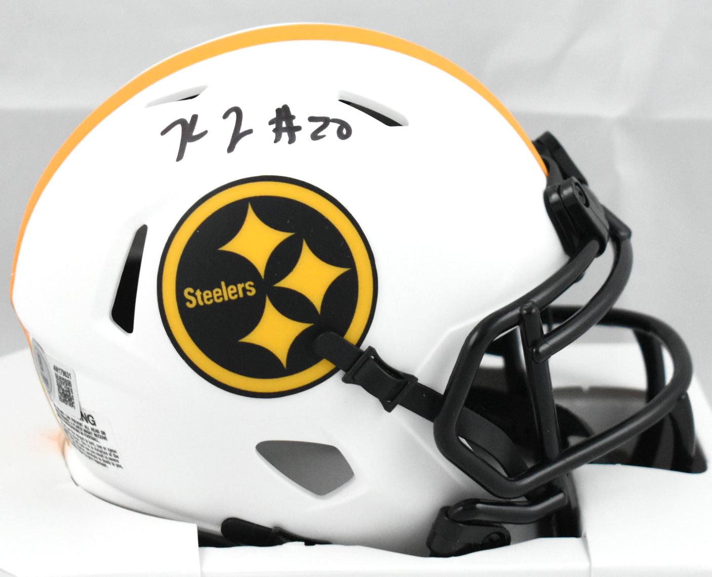 Kaleb Johnson Autographed Steelers Lunar Speed Mini Helmet - Beckett W Hologram