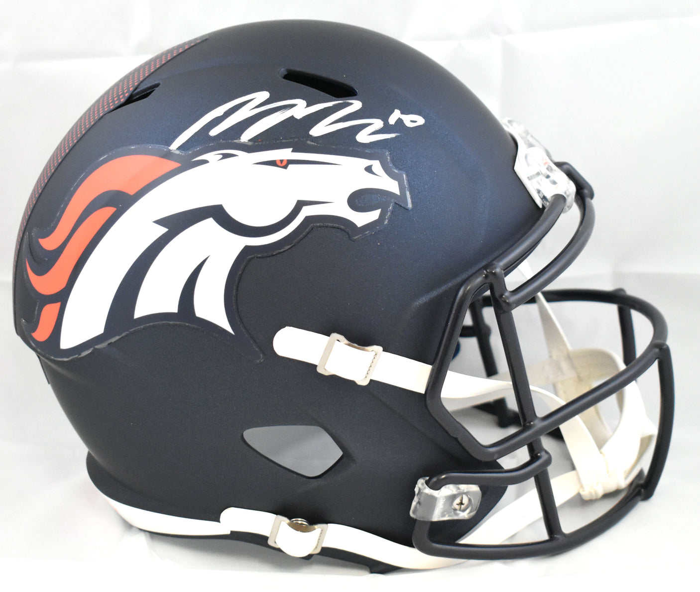 Bo Nix Autographed Denver Broncos F/S Speed Helmet - Beckett W Hologram *White