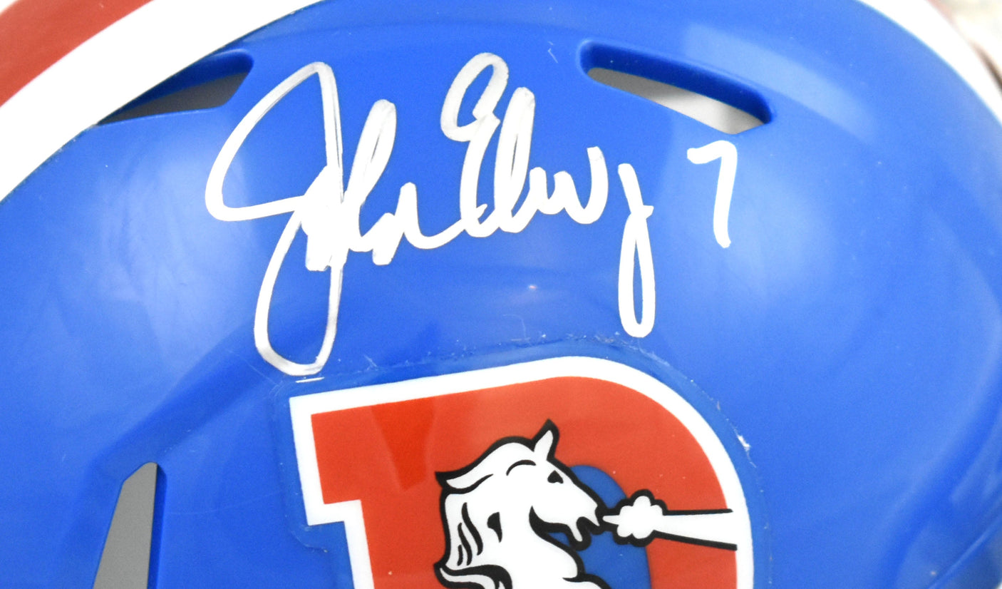 John Elway Autographed Denver Broncos 75-96 Speed Mini Helmet - Beckett W Holo