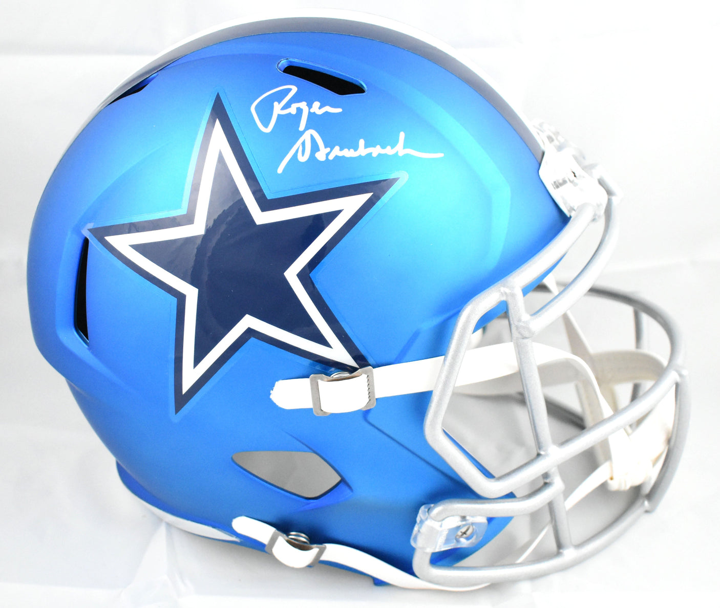 Roger Staubach Autographed Dallas Cowboys F/S Blaze Speed Helmet -Beckett W Holo