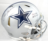 Roger Staubach Signed Cowboys F/S Speed Auth Helmet 2 insc. - Beckett W Holo