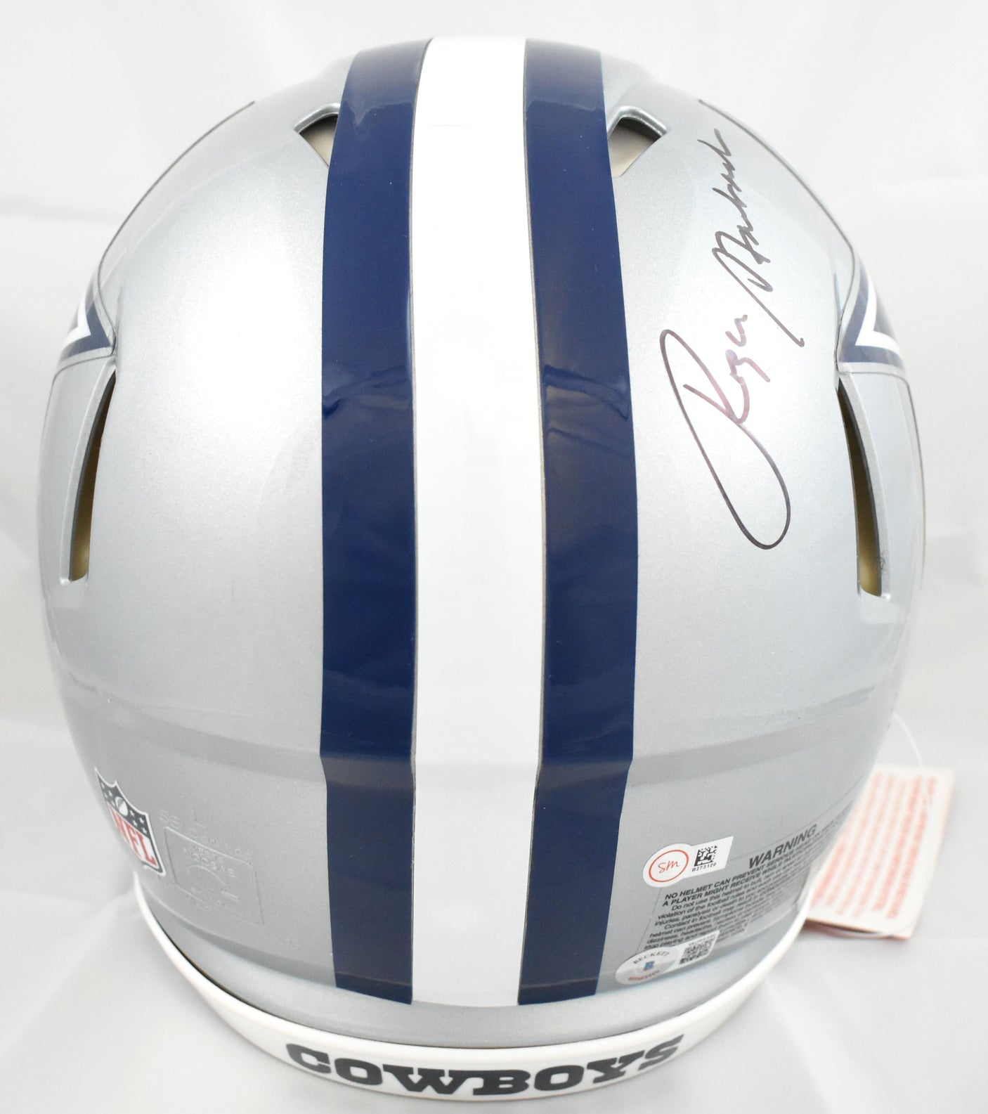 Roger Staubach Signed Cowboys F/S Speed Auth Helmet 2 insc. - Beckett W Holo