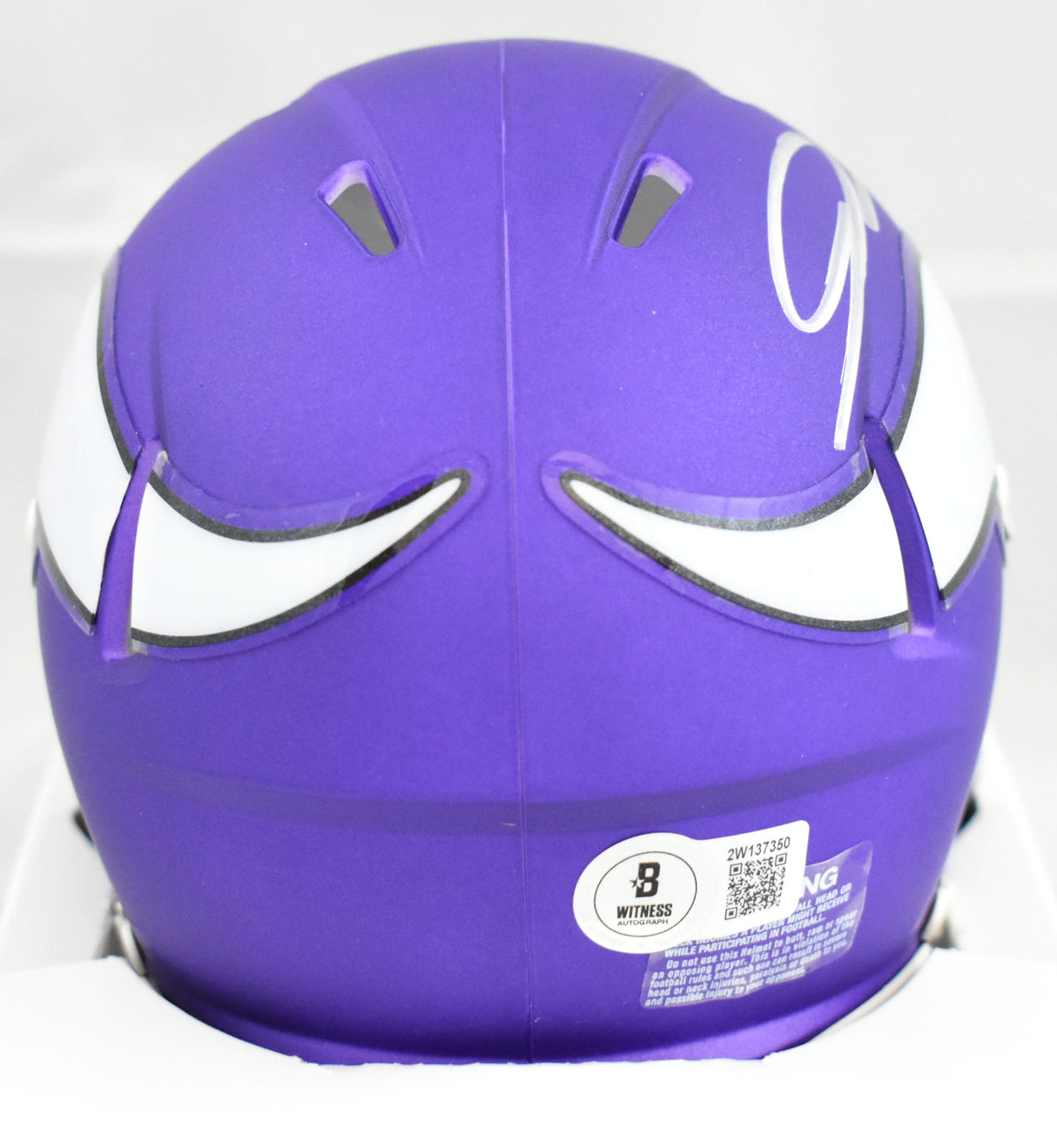 Jordan Addison Autographed Vikings Speed Mini Helmet -Beckett W Holo *Silver