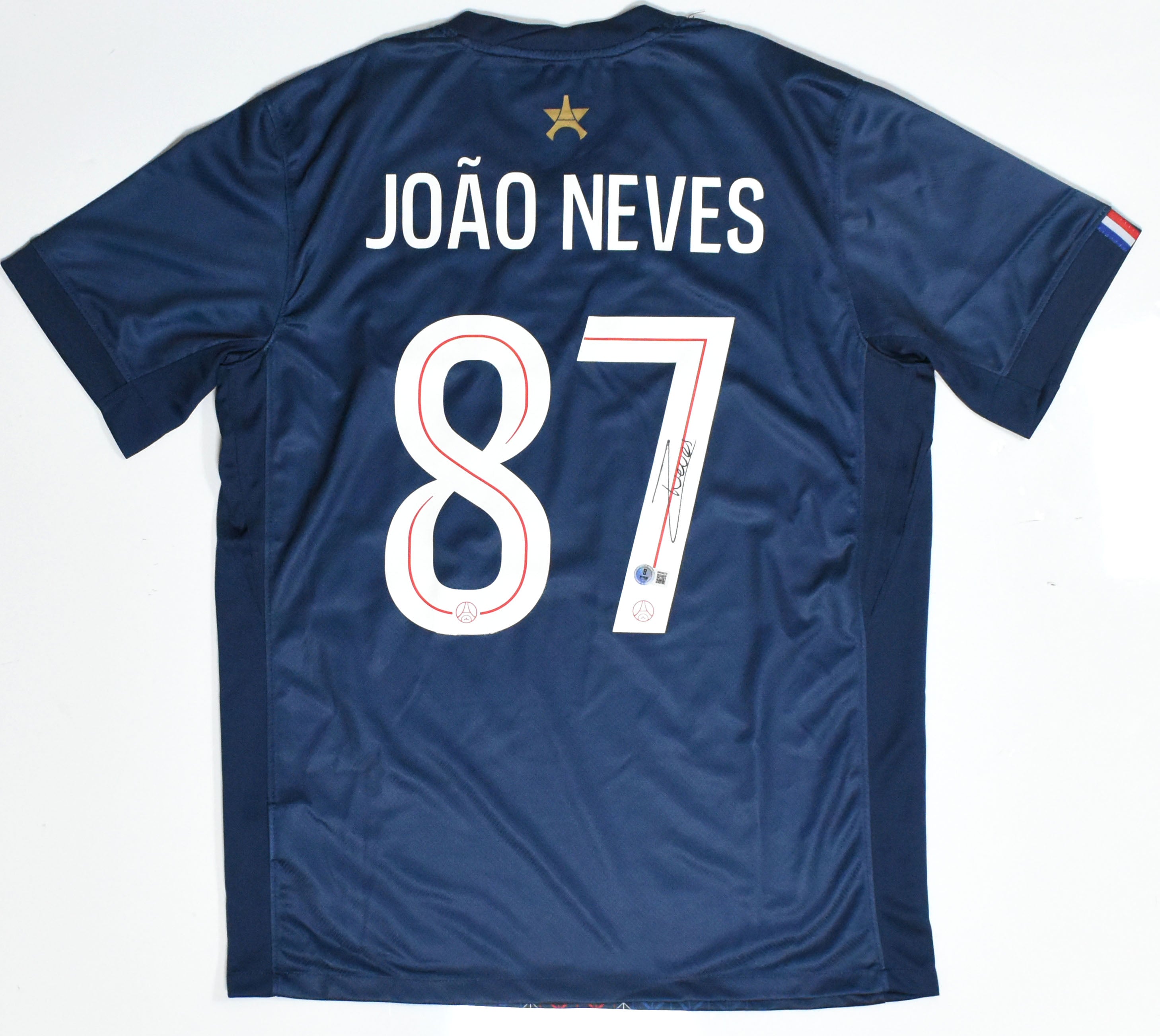 Joao Neves Autographed PSG Home Soccer Jersey #87 - Beckett W Holo