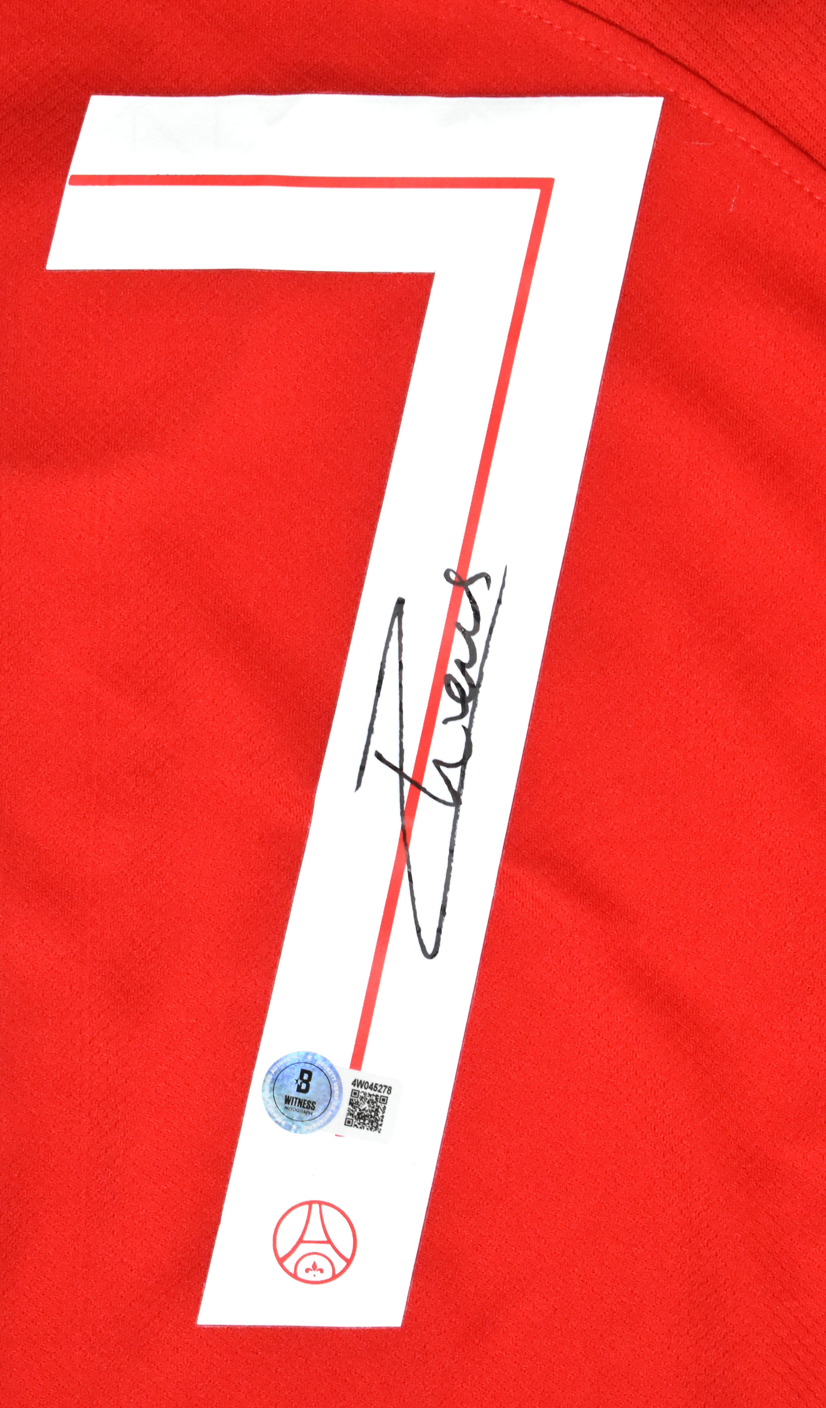 Joao Neves Autographed PSG Red Third Soccer Jersey #87 - Beckett W