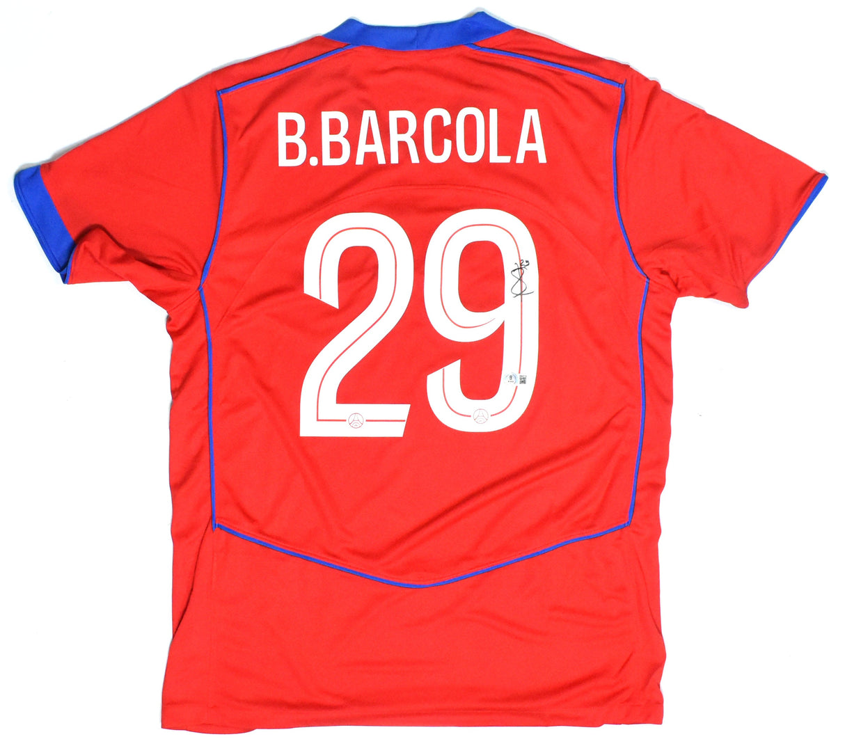Bradley Barcola Autographed PSG Red Third Soccer Jersey #29 - Beckett W Holo *L