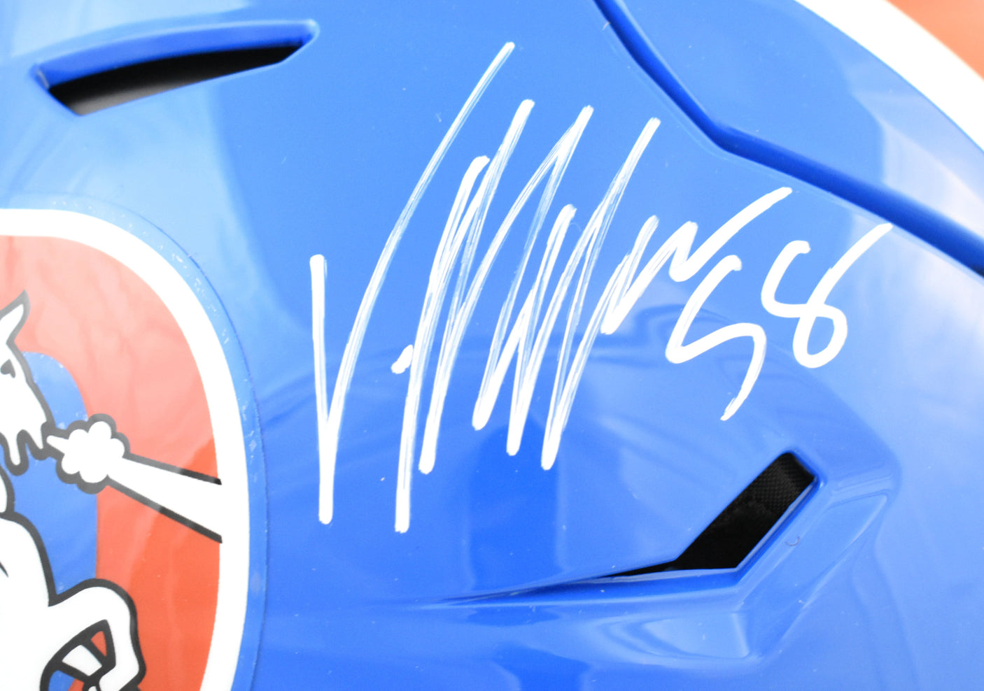 Von Miller Autographed Denver Broncos F/S 75-96 Speedflex Helmet Beckett W Holo