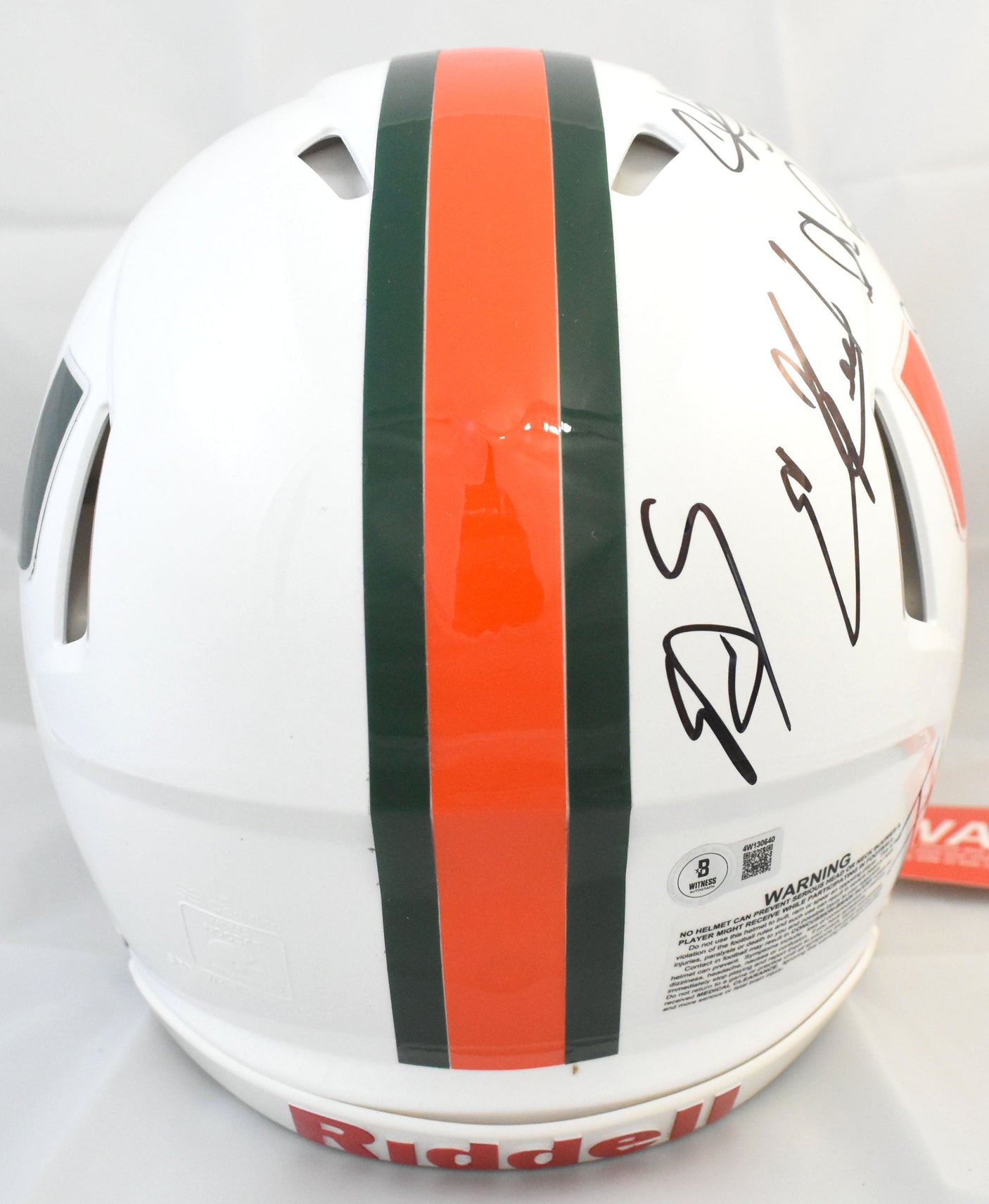 University of Miami Hurricanes Legends F/S Speed Authentic Helmet Beckett W Holo