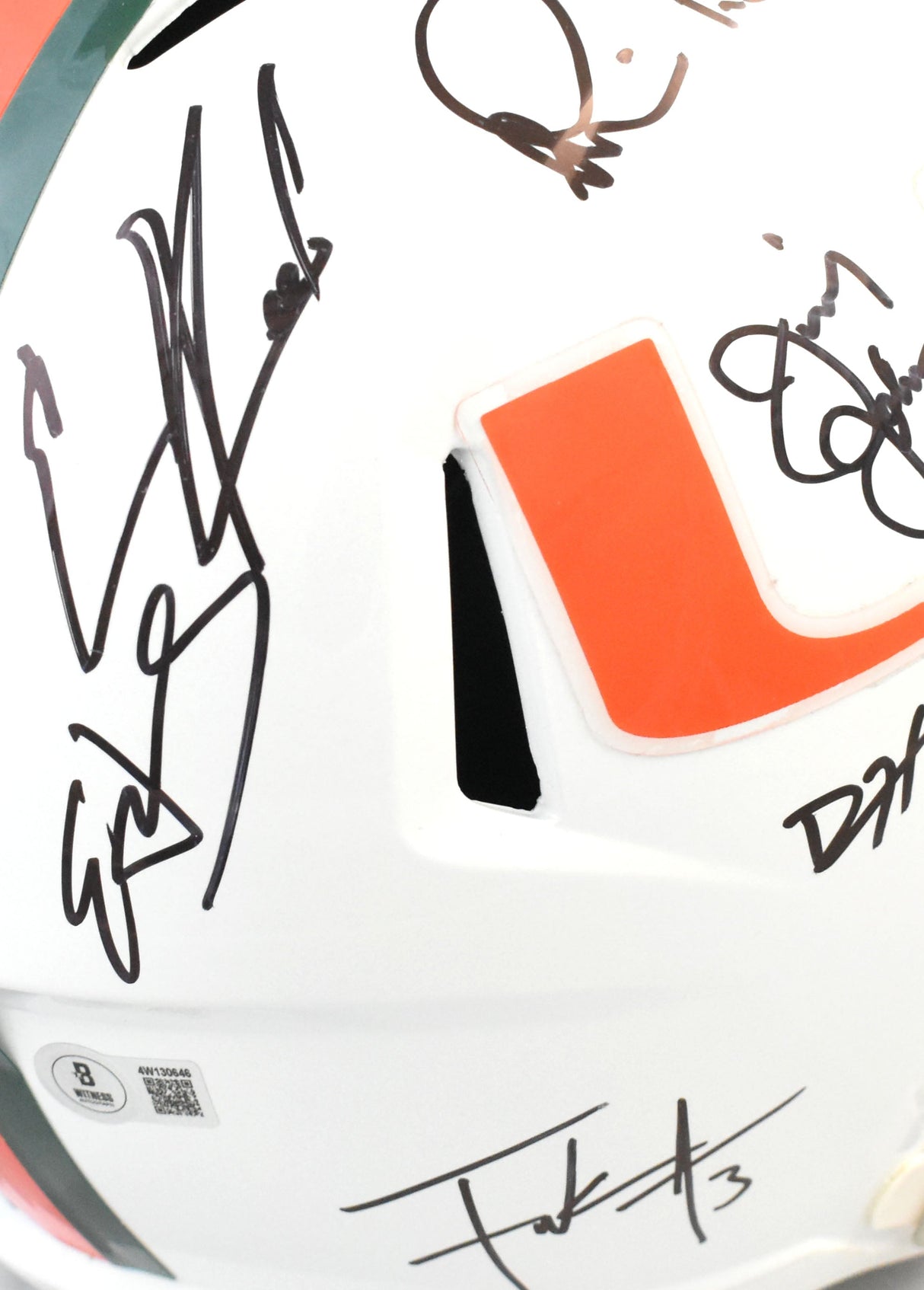 University of Miami Hurricanes Legends F/S Speed Helmet 11 Sigs - Beckett W Holo