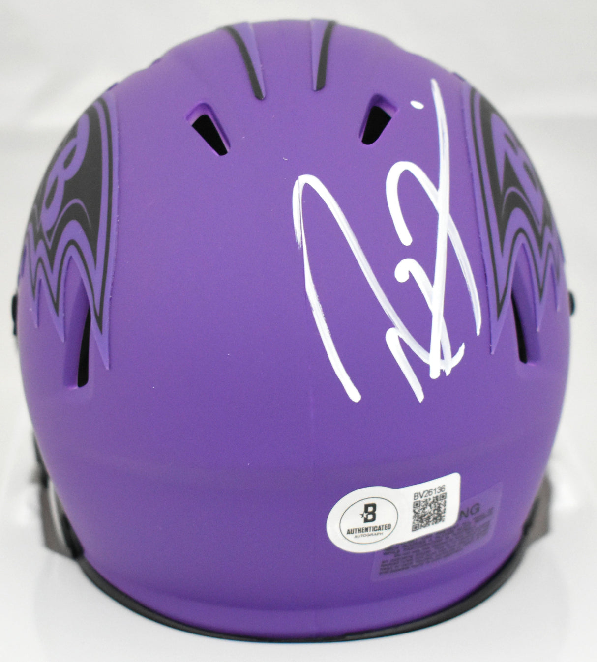 Ray Lewis Autographed Baltimore Ravens Rave Speed Mini Helmet - Beckett Holo