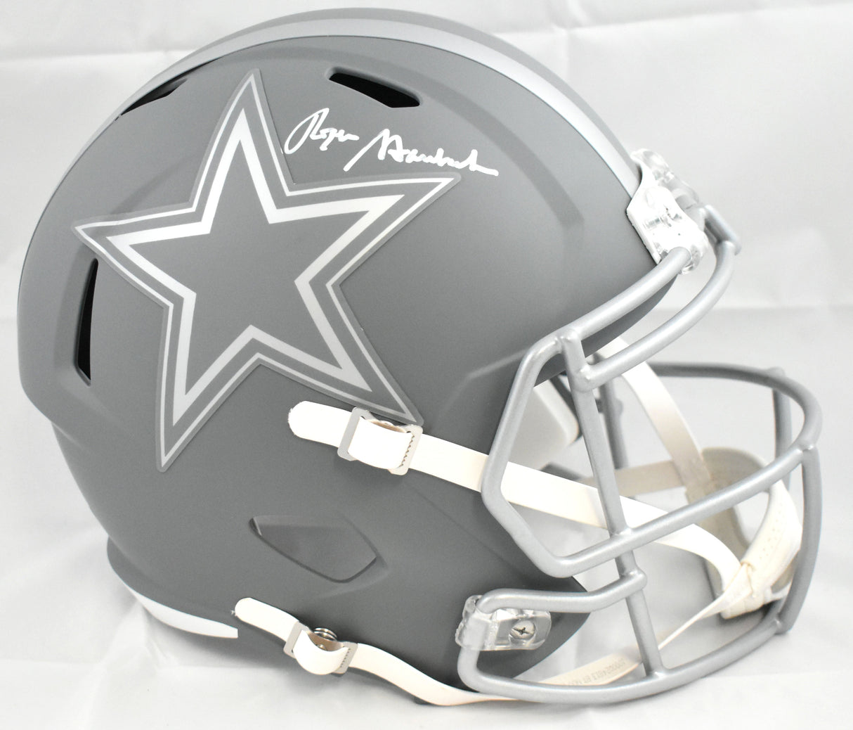 Roger Staubach Autographed Dallas Cowboys F/S Slate Speed Helmet - Beckett Holo