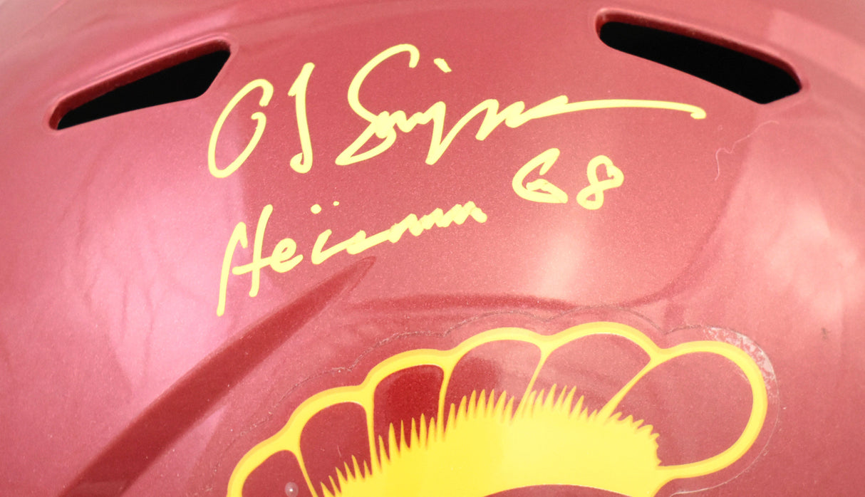 O.J. Simpson Autographed USC Trojans F/S Speed Helmet w/Heisman - Beckett Holo