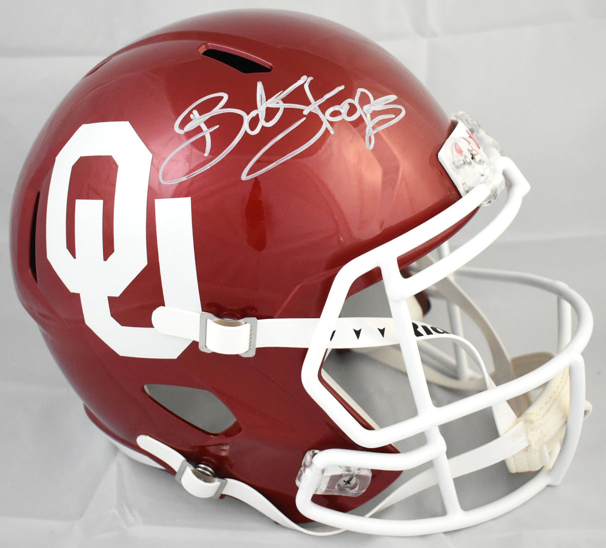 Bob Stoops Autographed Oklahoma Sooners F/S Speed Helmet - Beckett W Holo