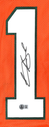 Carson Beck Autographed Orange College Style Jersey - Beckett W Hologram *Black