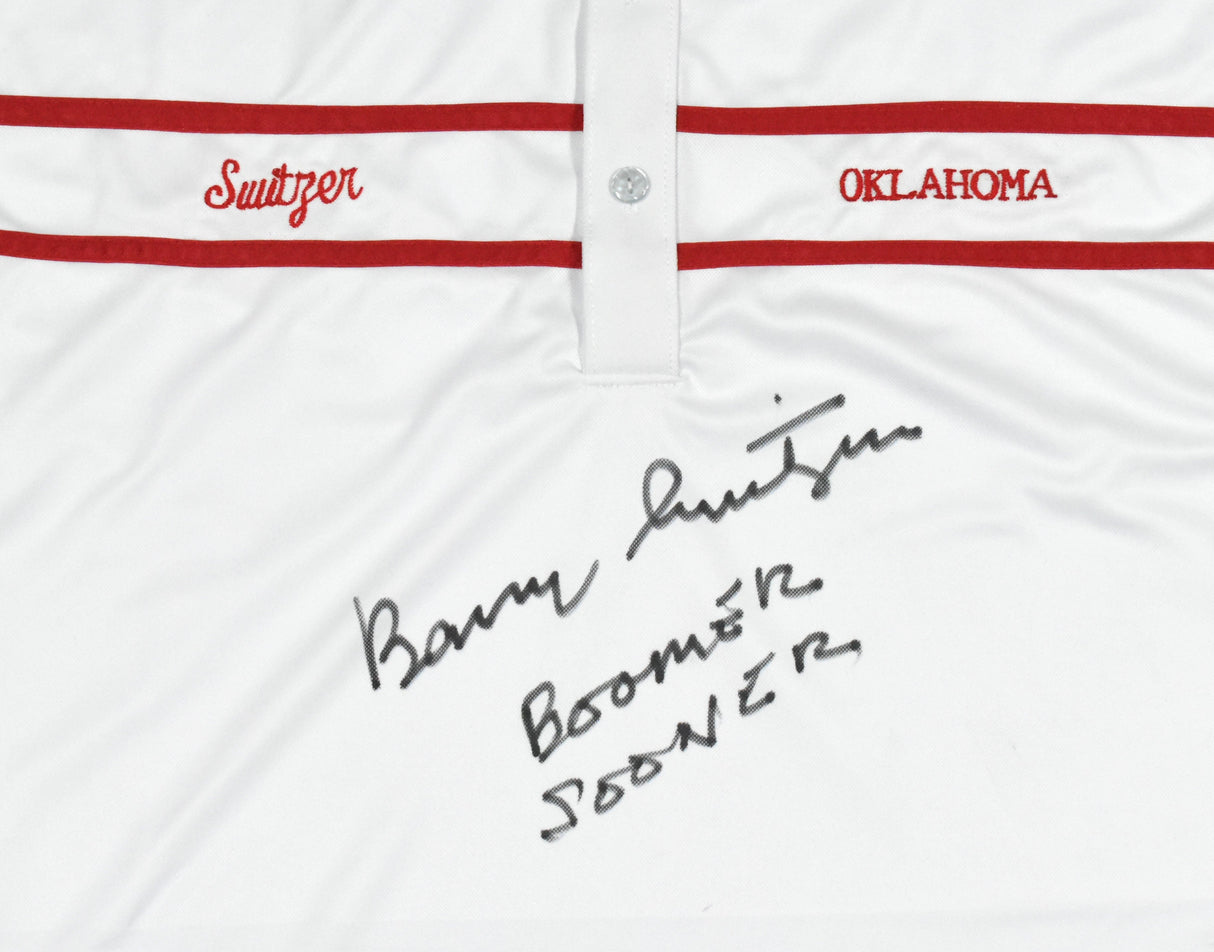 Barry Switzer Signed Oklahoma Custom Polo w/Boomer Sooner - Beckett W Holo