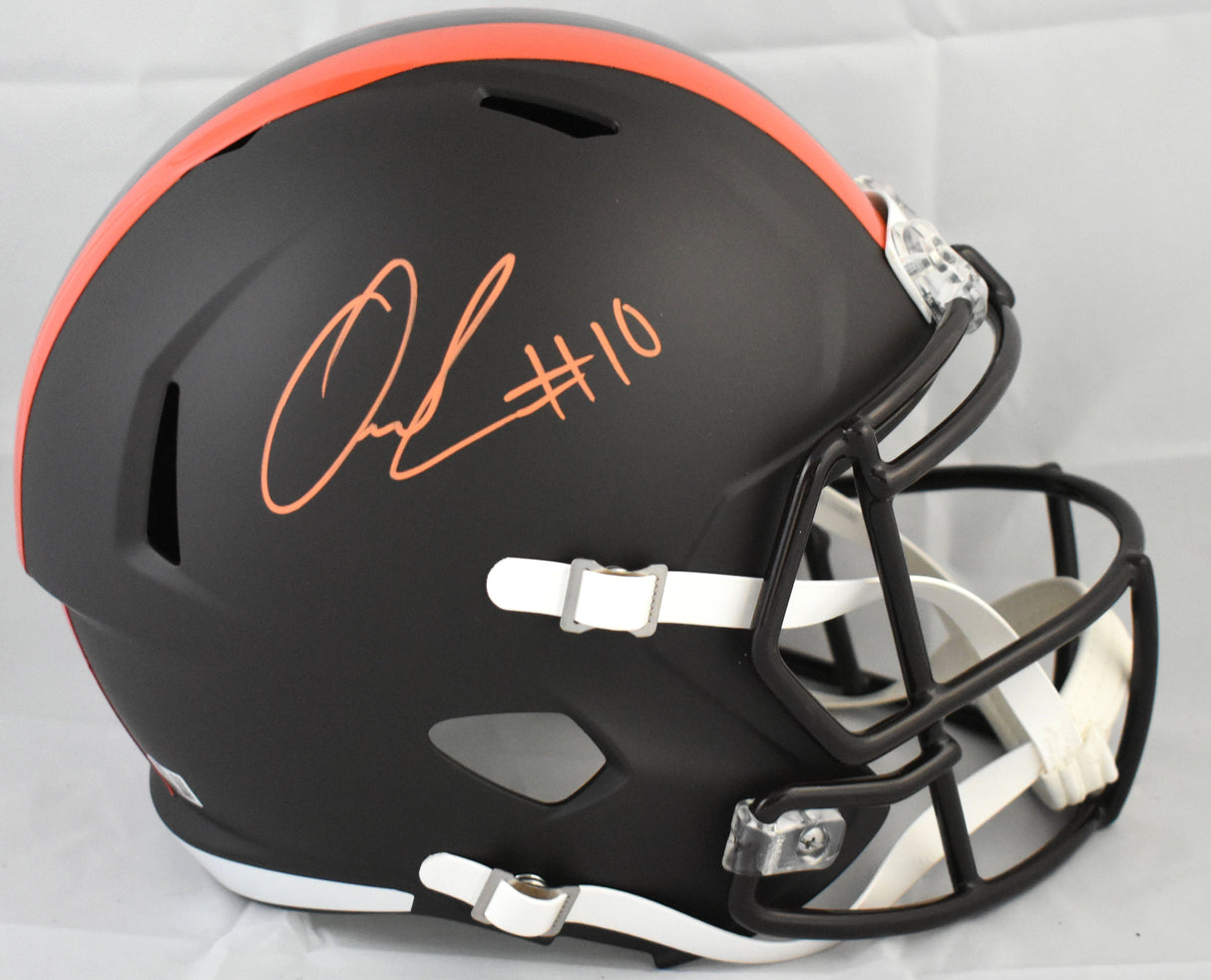 Quinshon Judkins Autographed Browns F/S Alt Speed Helmet - Beckett W Hologram