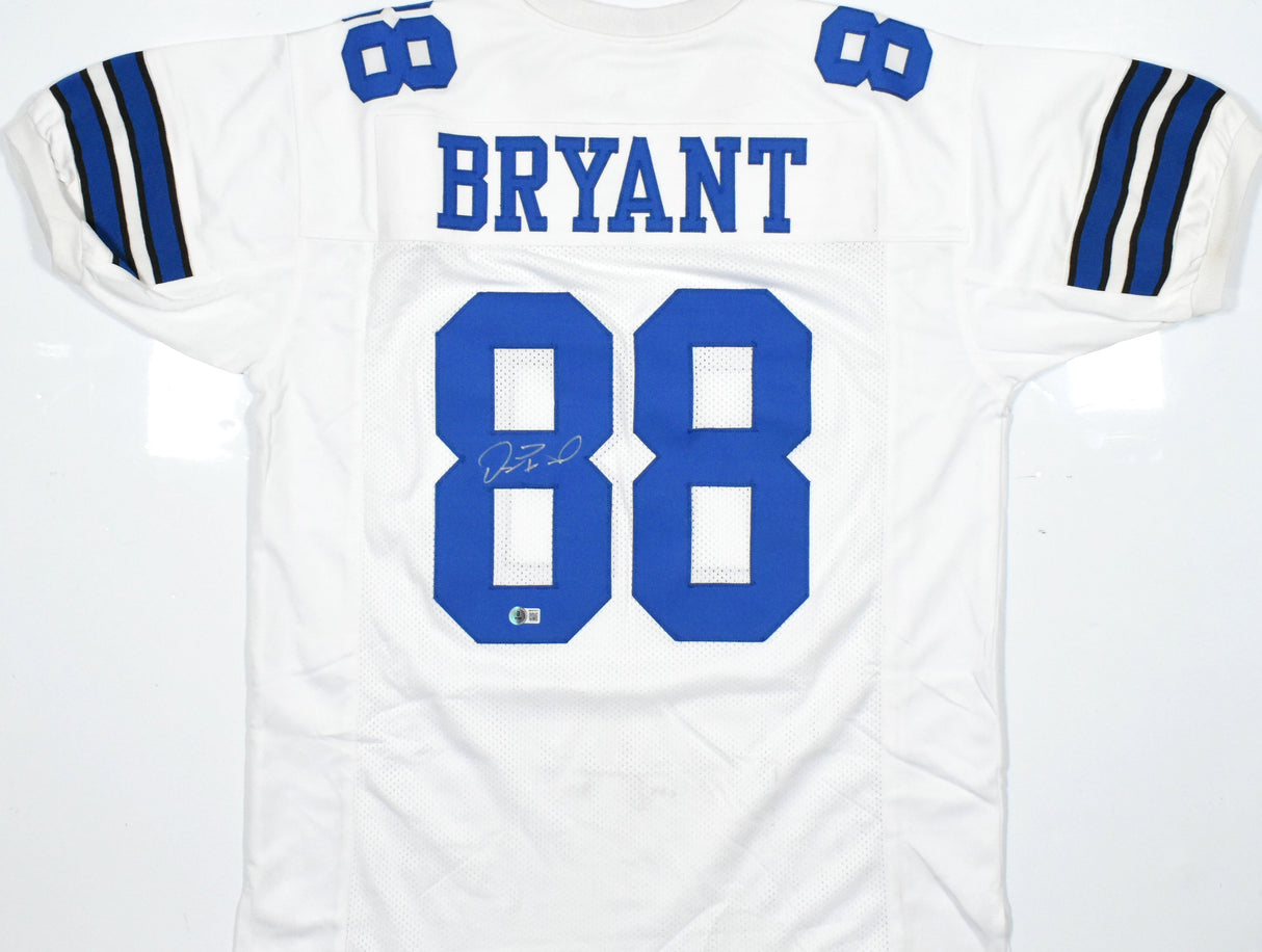 Dez Bryant Autographed White Pro Style Jersey - Beckett W Holo *Silver *Stained