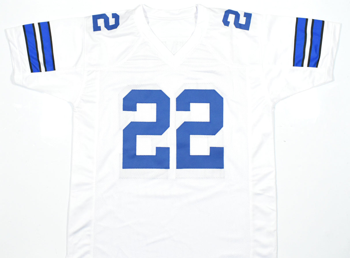 Emmitt Smith Autographed White Pro Style Jersey - Beckett W Hologram *Silver