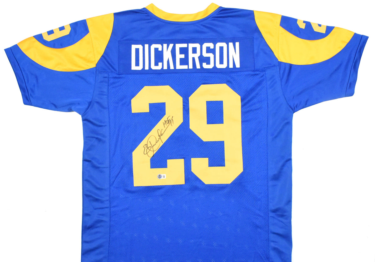 Eric Dickerson Autographed Blue Pro Style Jersey - Beckett W Hologram *Black