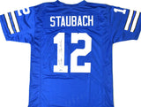 Roger Staubach Autographed Blue Pro Style Jersey - Beckett W Hologram *Black