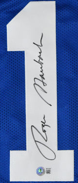 Roger Staubach Autographed Blue Pro Style Jersey - Beckett W Hologram *Black