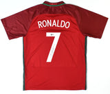Cristiano Ronaldo Autographed Portugal Home Soccer Jersey #7-Beckett Holo*L *LOA