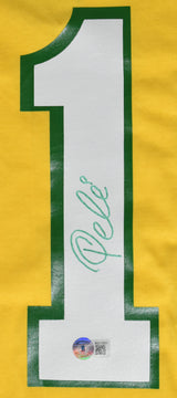 Pele Autographed Brazil Home Soccer Jersey #10 - Beckett Holo *XL