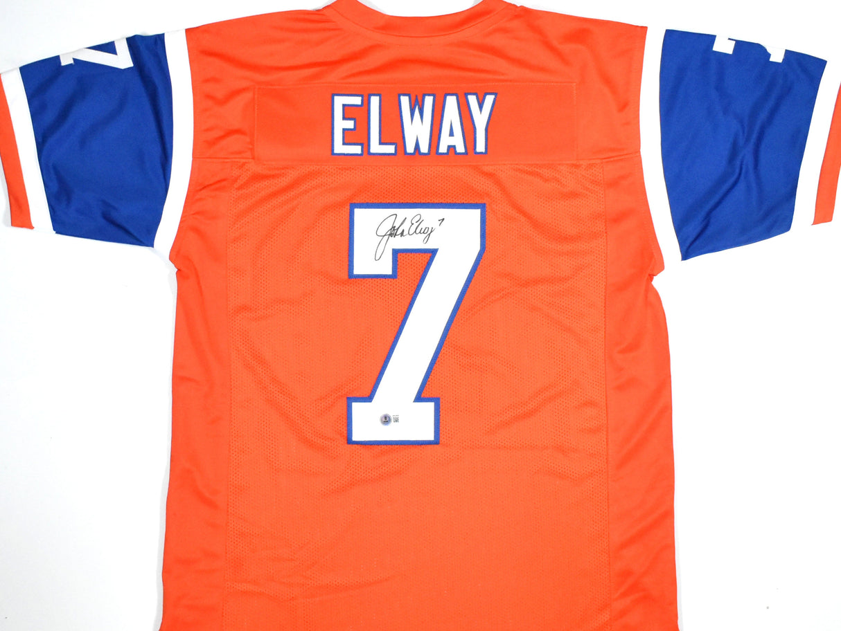 John Elway Autographed Orange Pro Style Jersey - Beckett W Hologram *Black