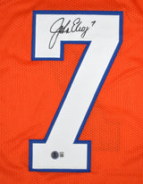 John Elway Autographed Orange Pro Style Jersey - Beckett W Hologram *Black