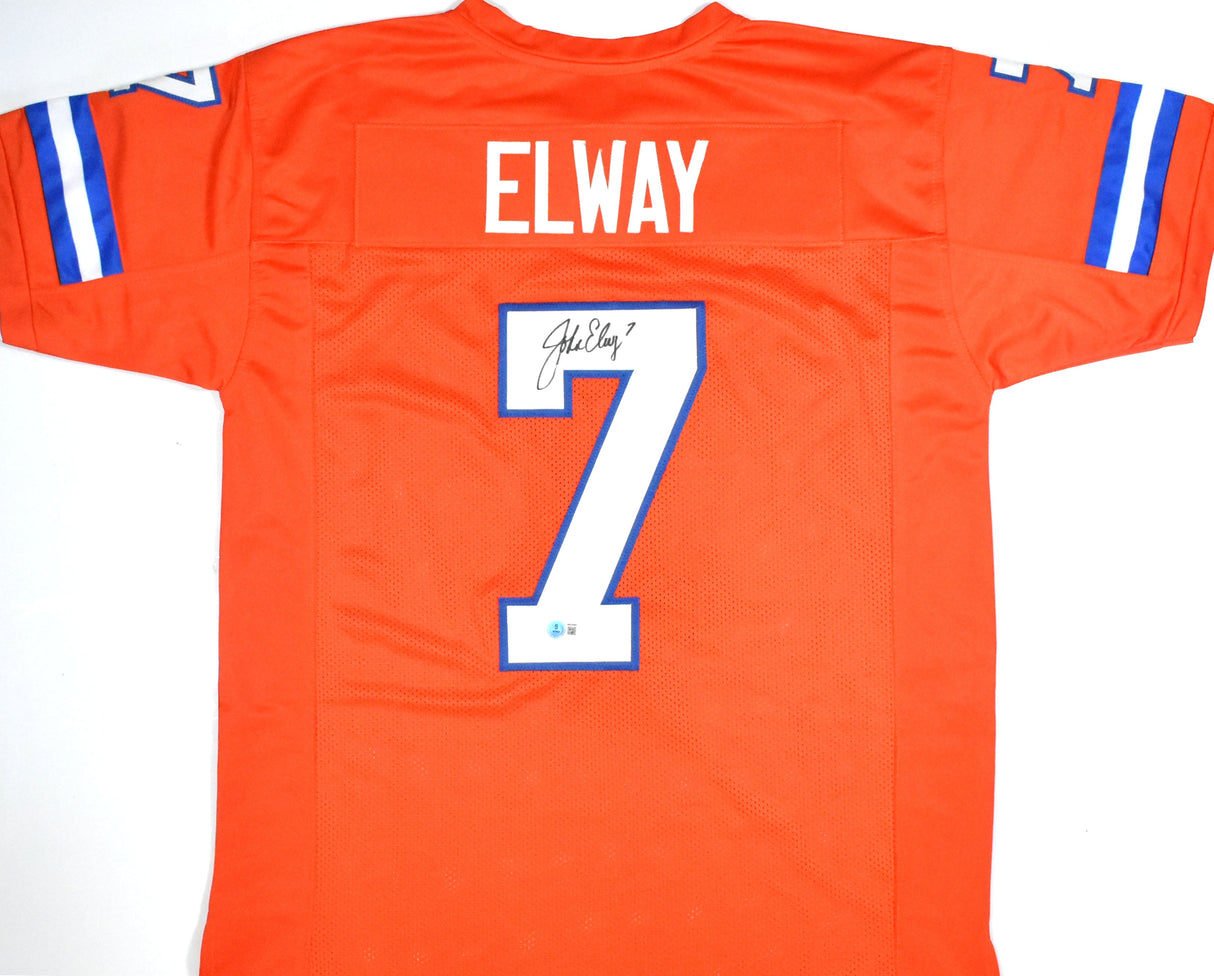 John Elway Autographed Orange Pro Style Jersey - Beckett W Hologram *Black