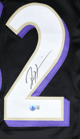 Ray Lewis Autographed Black Pro Style Jersey - Beckett W Hologram *Black