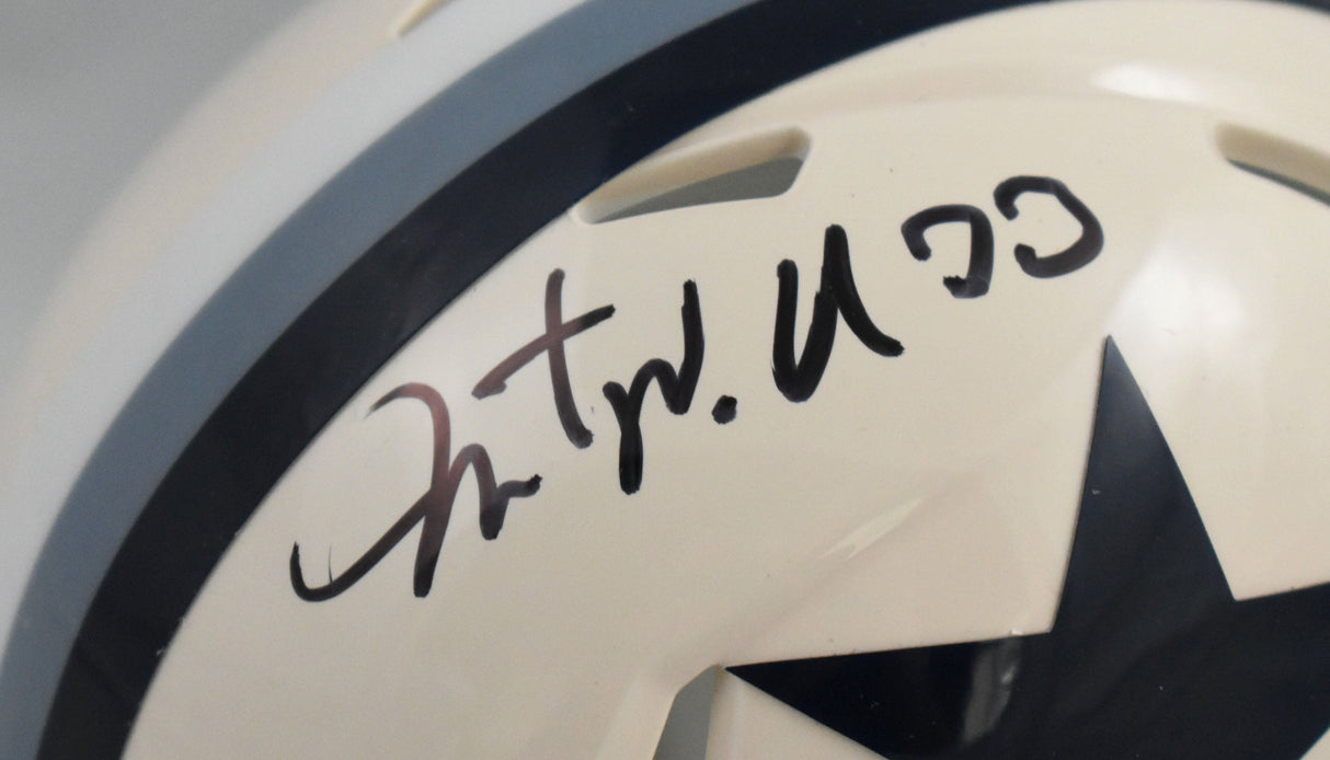 Javonte Williams Signed Dallas Cowboys Retro Speed Mini Helmet - Beckett W Holo