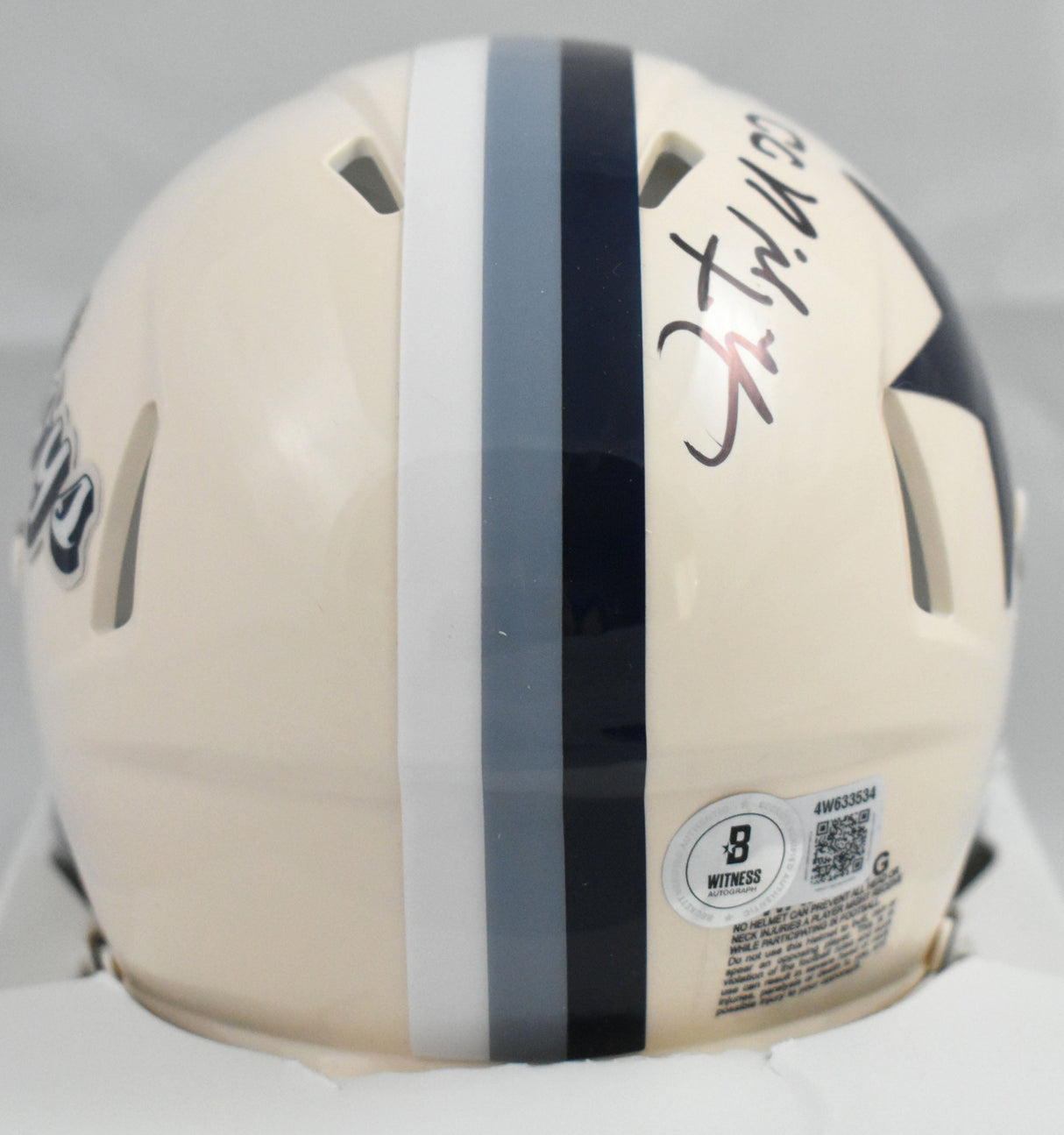 Javonte Williams Signed Dallas Cowboys Retro Speed Mini Helmet - Beckett W Holo